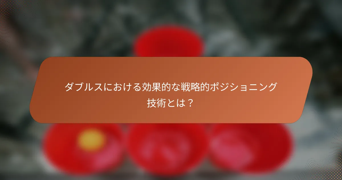 ダブルスにおける効果的な戦略的ポジショニング技術とは？